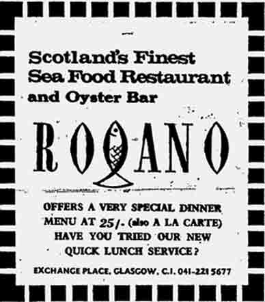 Rogano Advert 1970